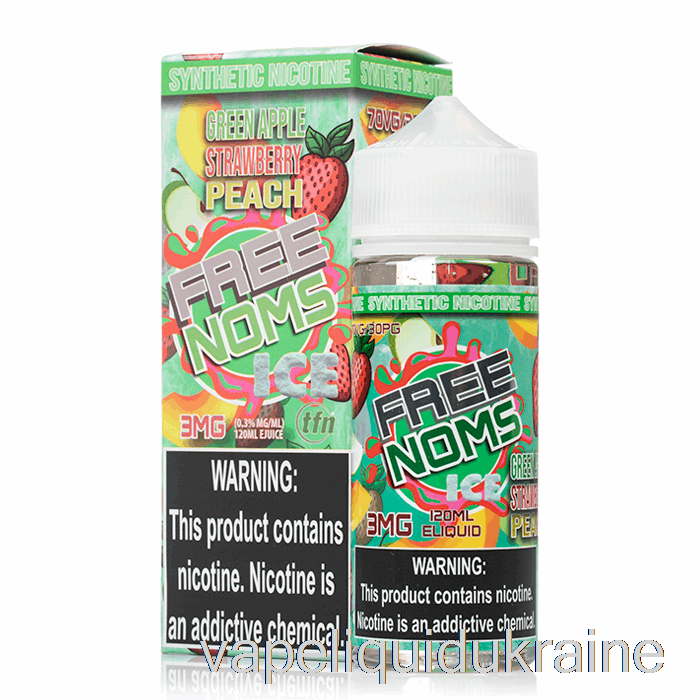 Vape Liquid Ukraine Icy Tart Green Apple Strawberry Peach - Nomenon - 120mL 3mg